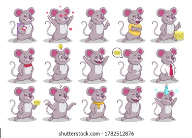 Mouse cute design illustration hand-drawn style with white isolated background