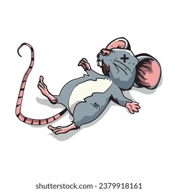 ratón muerto aislado en fondo blanco, ilustración vectorial.