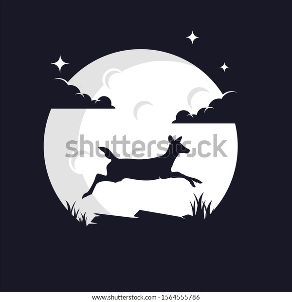 Mouse Deer with\
Moon Background Logo\
Template