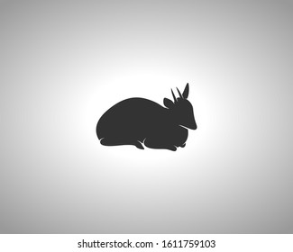 Mouse Deer Silhouette on White Background. Isolated Vector Animal Template for Logo Company, Icon, Symbol etc