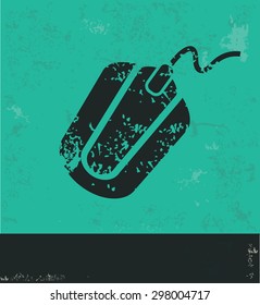 Mouse design on green background,grunge vector