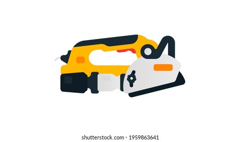 Mouse detail sander, compact detail side view. Power tools for home, construction and finishing work. Professional worker tool. Vector illustration isolated on white background