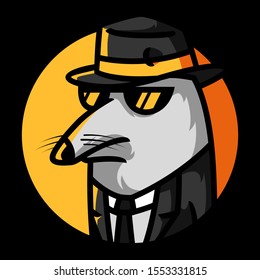 Mouse Detective Wearing Hat and Glasses