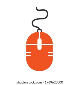 icono del dispositivo del ratón sobre fondo blanco, estilo de medio color de media línea, ilustración vectorial