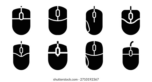 mouse device silhouette icon set