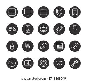 Maus-Gerät und ui- oder ux-Symbol auf weißem Hintergrund, Blockstil, Vektorgrafik