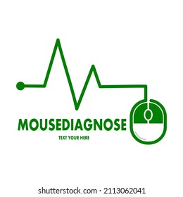 Mouse diagnose vector logo template. This design use heart beat symbol. Suitable for medical or repair computer service
