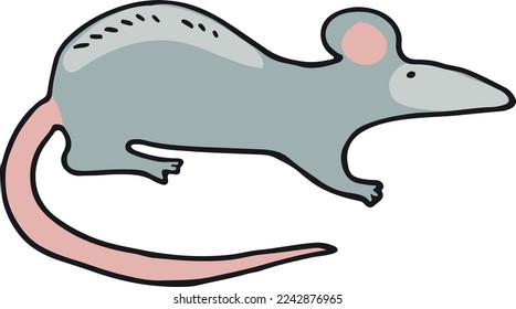 Icono del doodle del ratón. Símbolo de rata. Pequeño animal