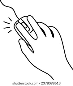 Mouse double clicking on single click. Vector outline icon.