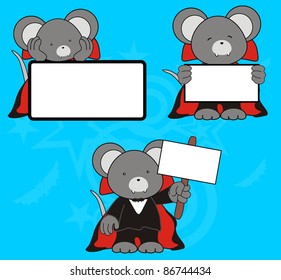 mouse dracula cartoon signboard set in vector format