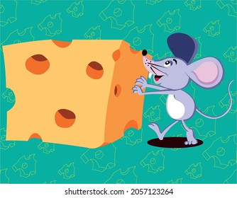 mouse dragging a piece of cheese