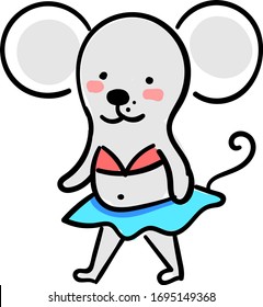 Maus mit Kleid, Illustration, Vektorillustration auf weißem Hintergrund