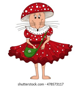 Mouse in a dress. Vector illustration.