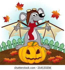 mouse dressed as bat -  vector illustration, eps