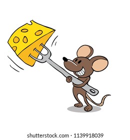 Mouse eating cheese
