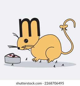 Mouse eating cheese vector illustration