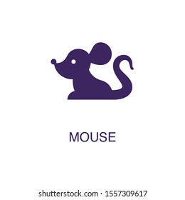 Mouse element in flat simple style on white background. Mouse icon, with text name concept template