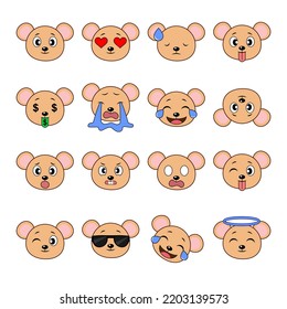 mouse emoticons vector pack isolated on white background. eps 10
