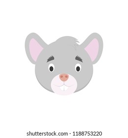 Mouse face in cartoon style for children. Animal Faces Vector illustration Series