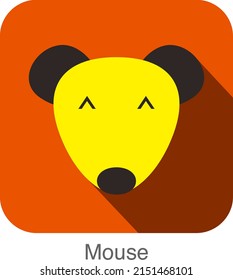Mouse face flat icon design. Animal icons series.