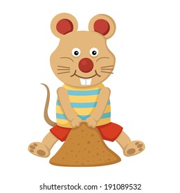 mouse feeding on the beach