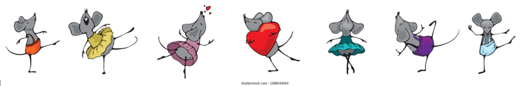 Mouse.Set the mouse festive seamless background in Valentine's day or postcards to print. Lovers and dancing mice.The symbol of the year is a rat with a heart in its paws.