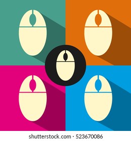 Mouse flat icon on color background