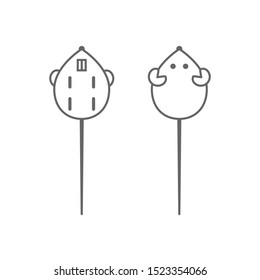 Mouse flies up. Top view and bottom view. Vector illustration