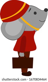 Mouse footman, illustration, vector on white background.