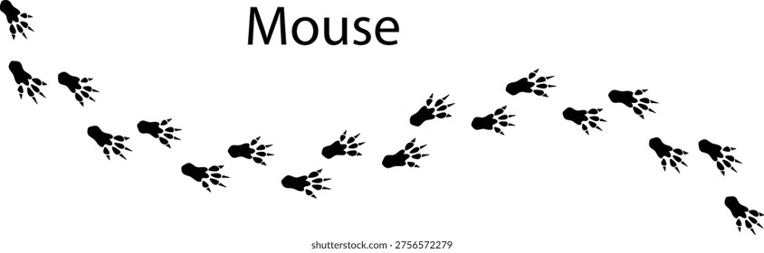 Mouse Footprint Silhouette Vector – Small Rodent Paw Print Track Icon EPS
