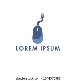 bifurcación de ratón diseño del logotipo del restaurante en línea vector