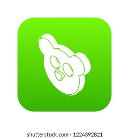 Mouse form button clothes icon green vector isolated on white background