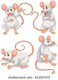 Mouse in four different actions illustration