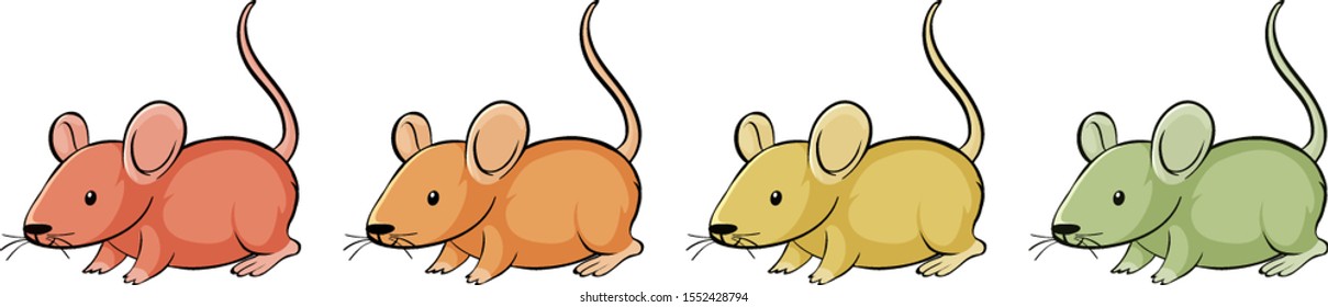 Mouse in four different colors illustration