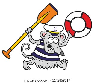 Mouse  funny naval captain holiday illustration vector
