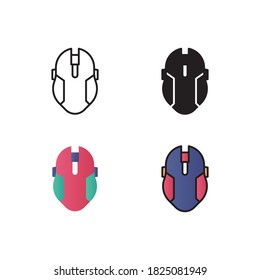 mouse gaming icon vector with four different style design. isolated on white background
