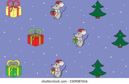 mouse with gifts for the new year