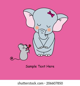 Mouse gives a flower to an elephant