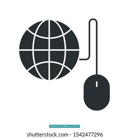 Mouse with globe icon vector illustration logo template for many purpose. Isolated on white background.