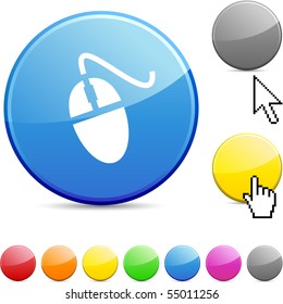 Mouse glossy vibrant round icon.