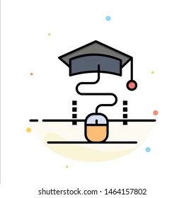 Mouse, Graduation, Online, Education Abstract Flat Color Icon Template. Vector Icon Template background