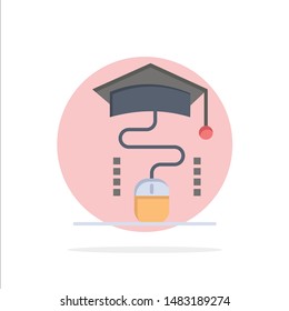 Mouse, Graduation, Online, Education Abstract Circle Background Flat color Icon