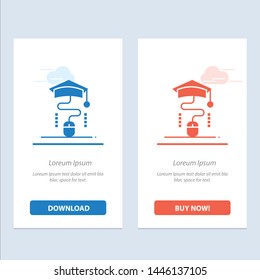 Mouse, Graduation, Online, Education  Blue and Red Download and Buy Now web Widget Card Template