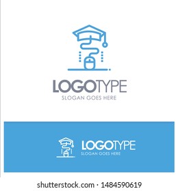 Mouse, Graduation, Online, Education Blue Logo Line Style. Vector Icon Template background