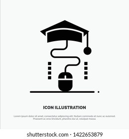 Mouse, Graduation, Online, Education Solid Black Glyph Icon