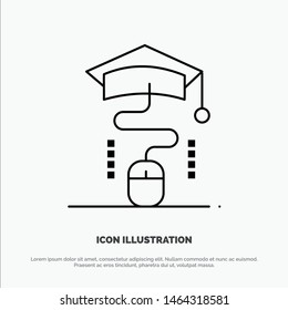 Mouse, Graduation, Online, Education Vector Line Icon. Vector Icon Template background