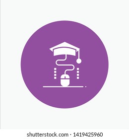 Mouse, Graduation, Online, Education white glyph icon