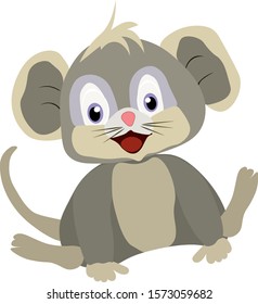 Mouse. Gray cartoon mouse for greeting cards, illustrations, print.Vector illustration.