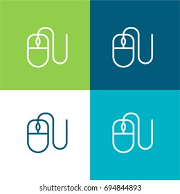 Mouse green and blue material color minimal icon or logo design