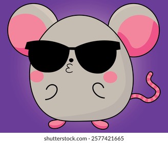 mouse, hamster cartoon, expressions, emotions, cute, emoticon, collection, with glasses